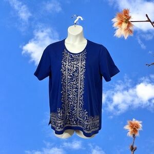 Vintage, Carroll Reid, Plus Size Blue Short Sleeve Top, Size 1X